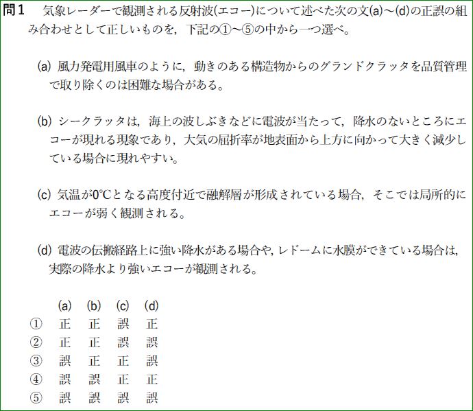 第50回気象予報士試験 専門知識